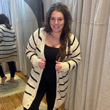 Cream/Black Stripe Sweater Cardigan