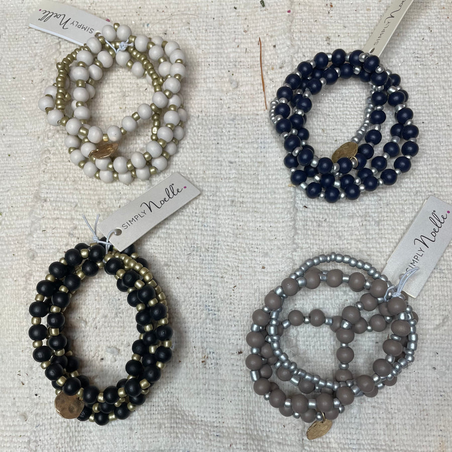 Wood Bead Stacked Bracelet