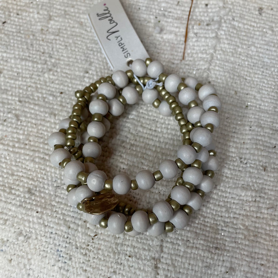 Wood Bead Stacked Bracelet