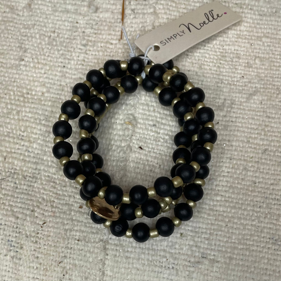 Wood Bead Stacked Bracelet
