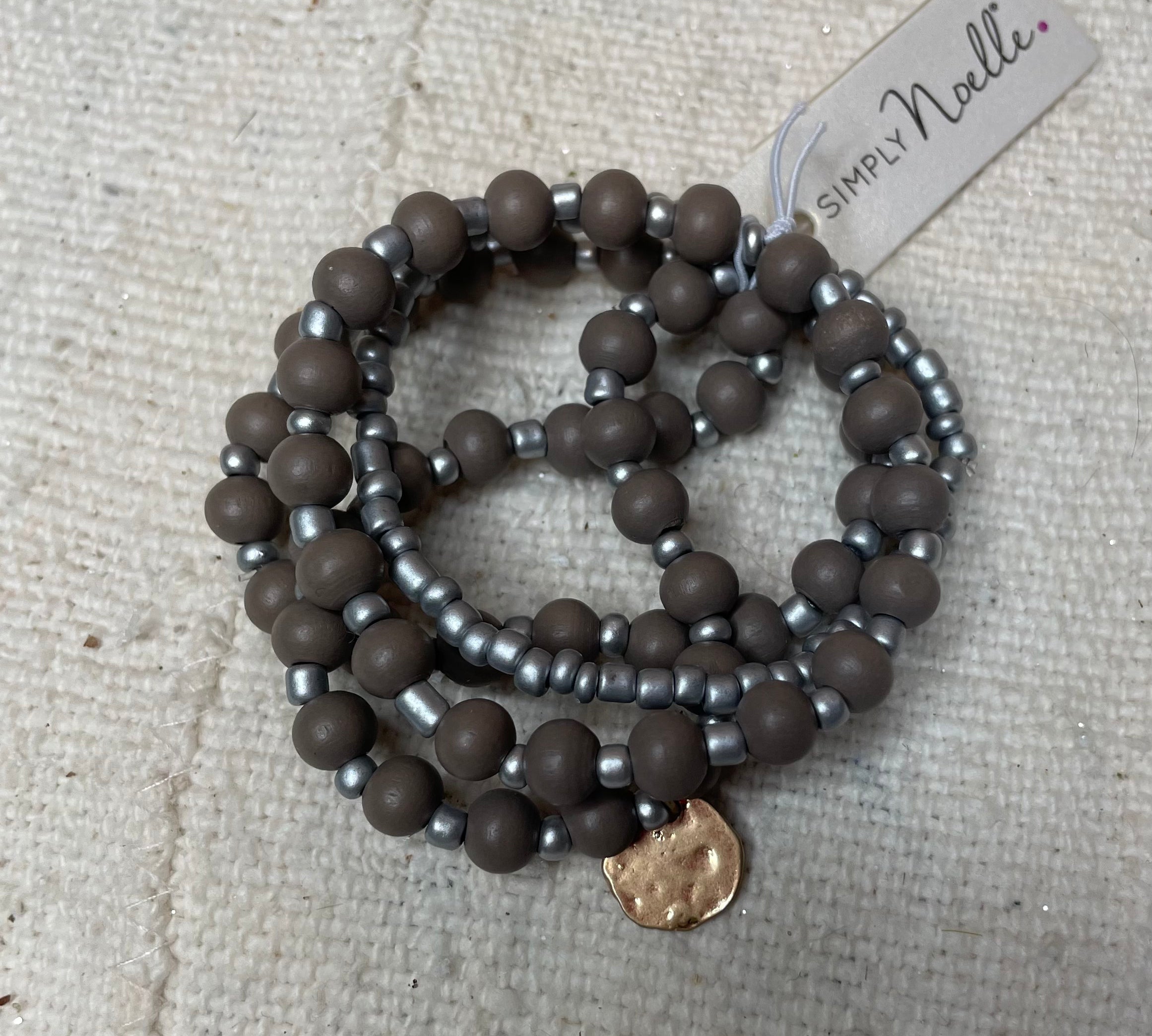 Wood Bead Stacked Bracelet