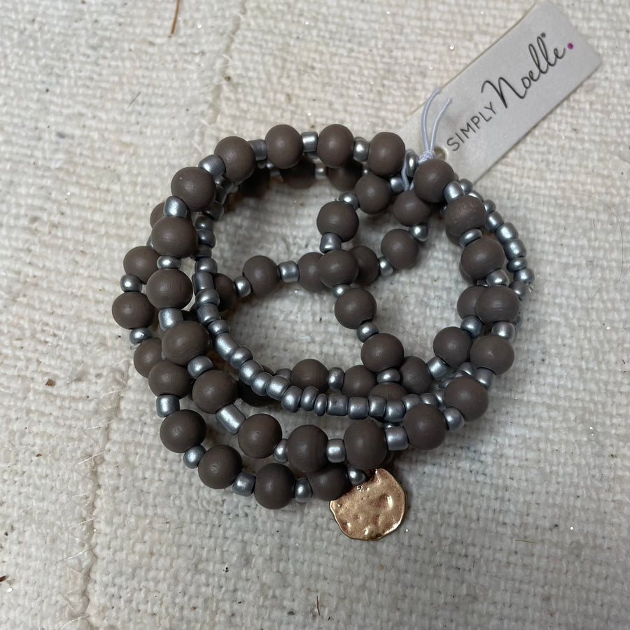 Wood Bead Stacked Bracelet