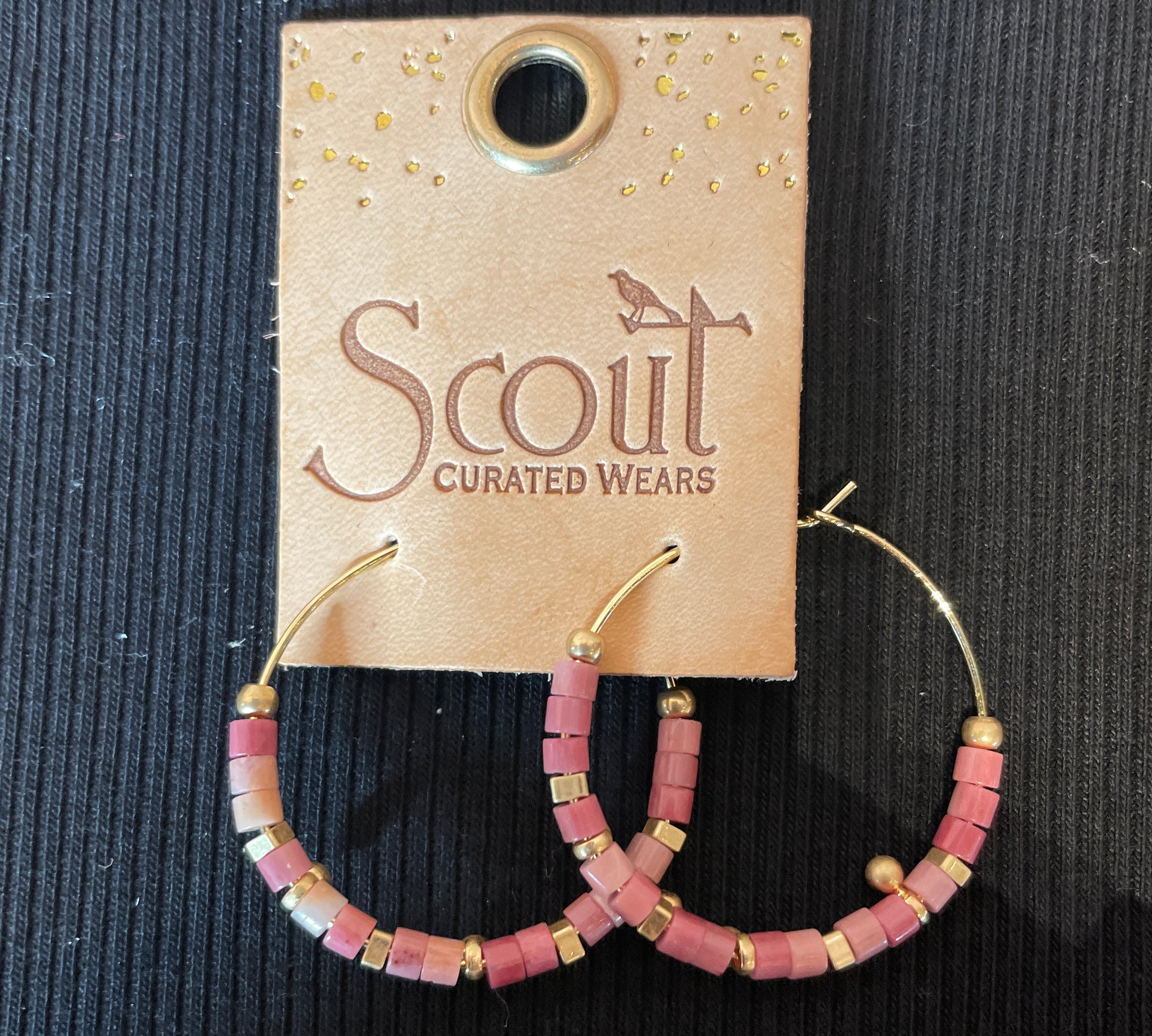 Stone Disc Hoop Earring
