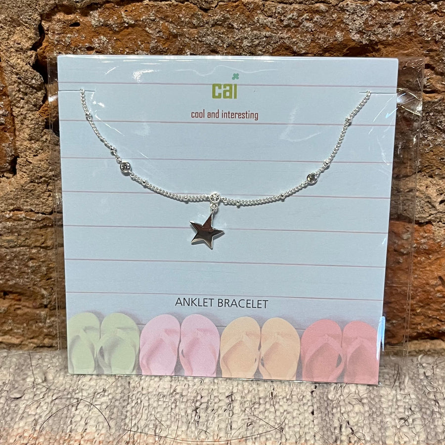 Gold Dainty & Dangle Cz Star Anklet
