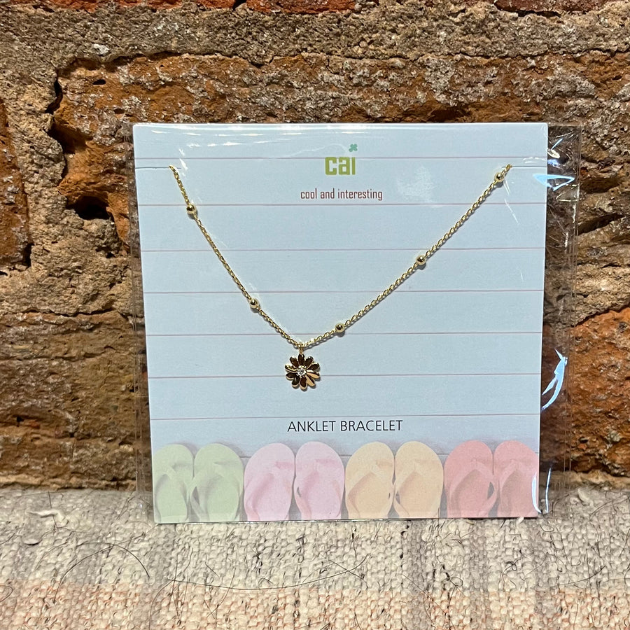 Gold Dainty & Dangle Daisy Anklet