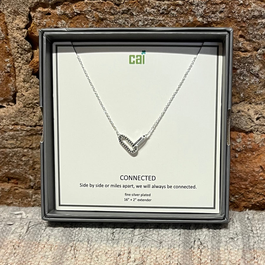 Silver/White Pave Stone Necklace