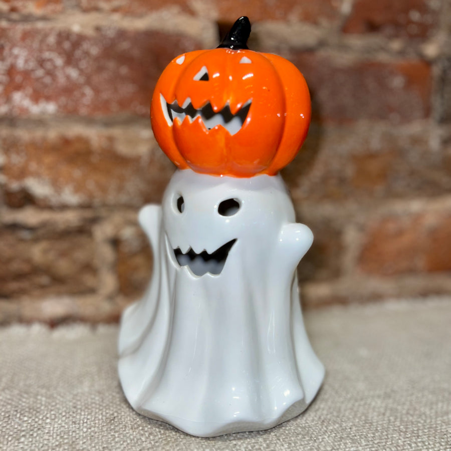 Light Up Ghost w/ Pumpkin 8.5"