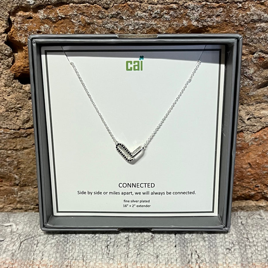 Silver/Black Pave Stone Necklace
