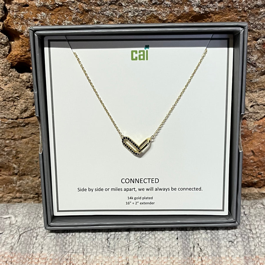 Gold/Black Pave Stone Necklace