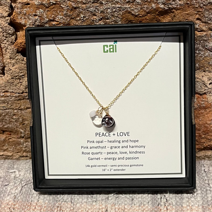 Gold Peace & Love Necklace