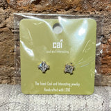Silver/White Sparkly Stud Earring