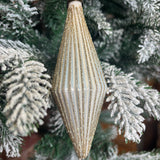 Glittered Ribbed Long Diamond Orn. 5.5”