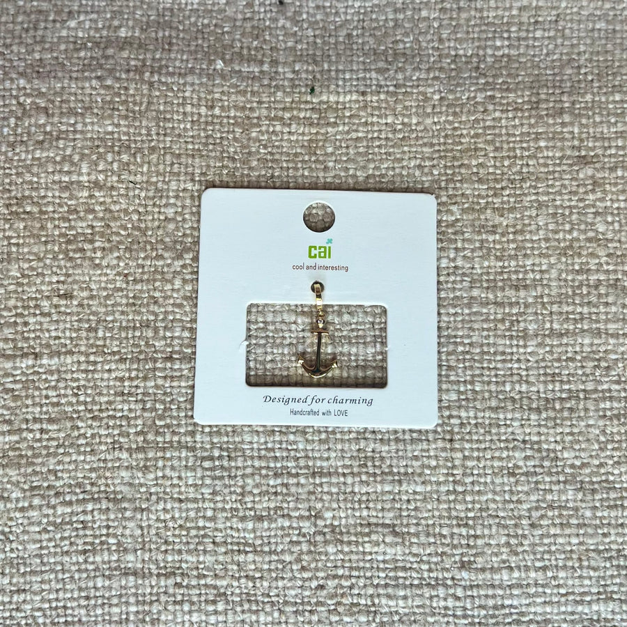Gold CZ Anchor Charm