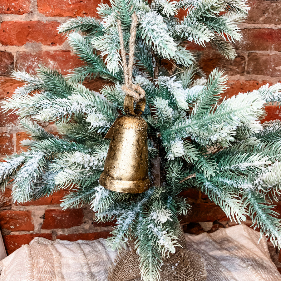 Antique Brass Metal Bell Ornament 4”