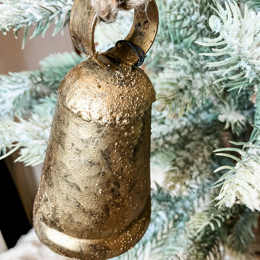 Antique Brass Metal Bell Ornament 4”