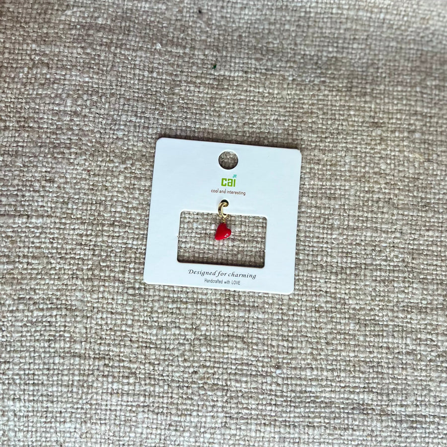 Gold Dainty Red Heart Charm