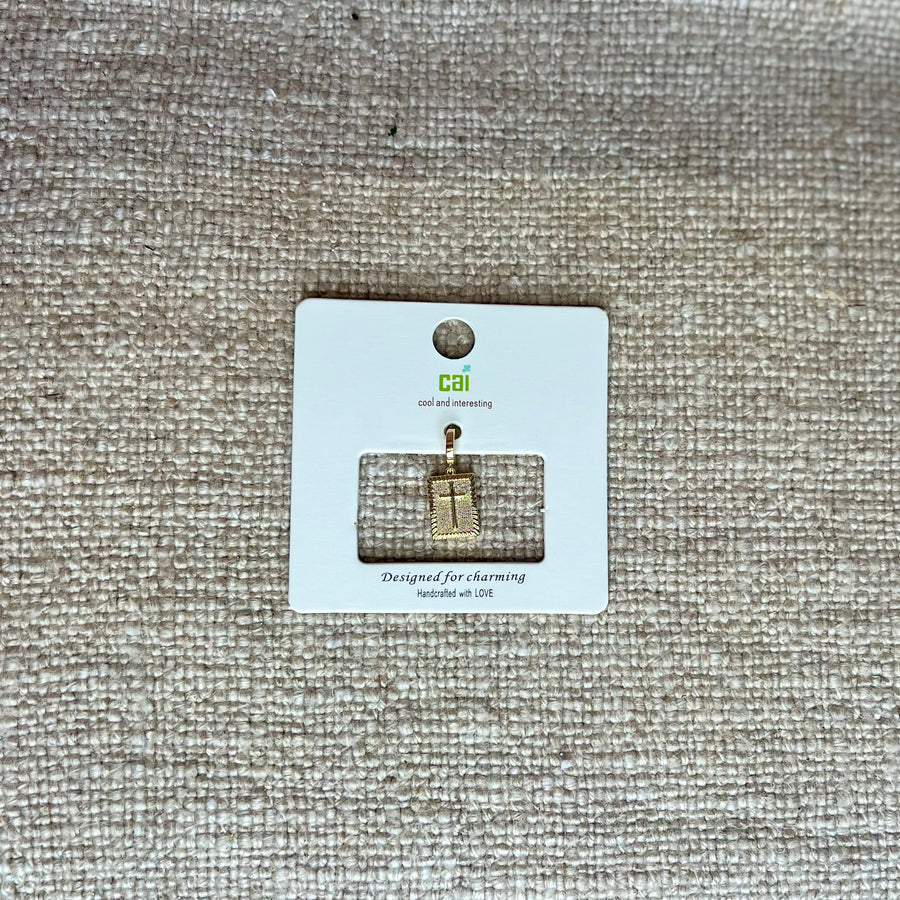 Gold Medallion Cross Charm
