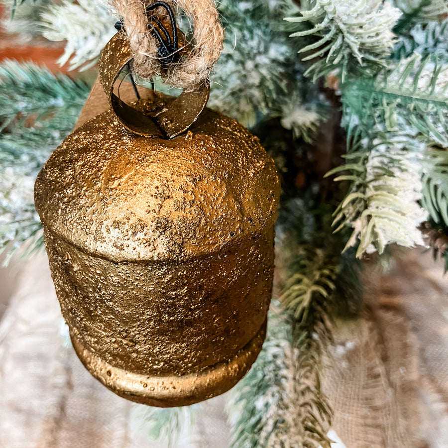 Antique Brass Metal Bell Ornament 4”