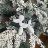 White Iridescent Balloon Dog Orn 3.75”