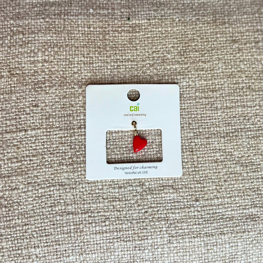 Gold Red Heart Charm