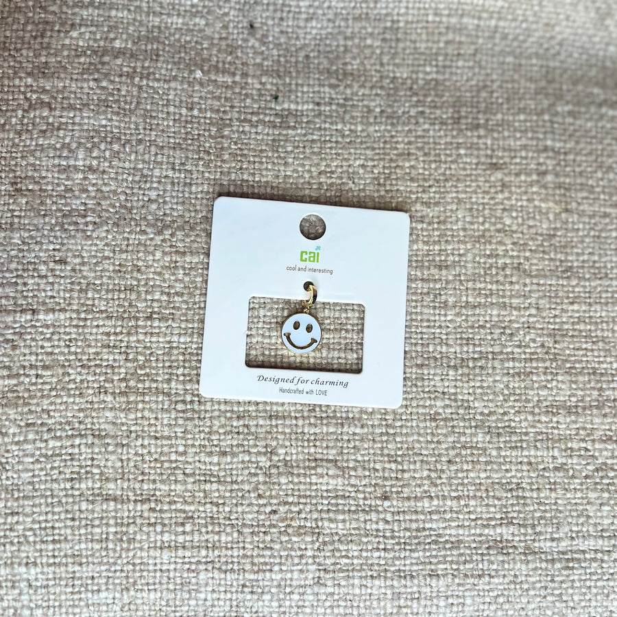 Gold White Happy Face Charm