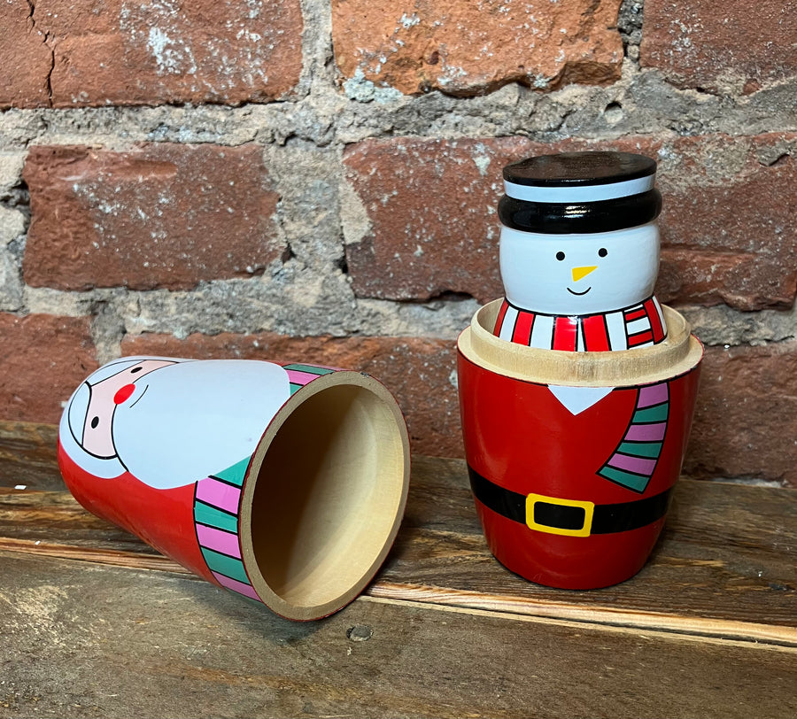 Wood Holiday Nesting Dolls 6.5”