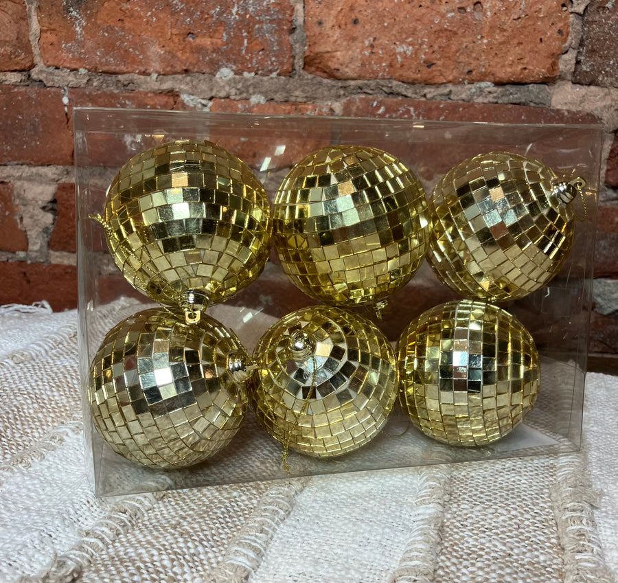 3” Gold Disco Ball Orn Box Set of 6