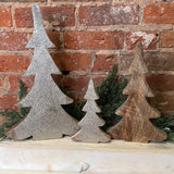 Wood/Gold Glitter Trees