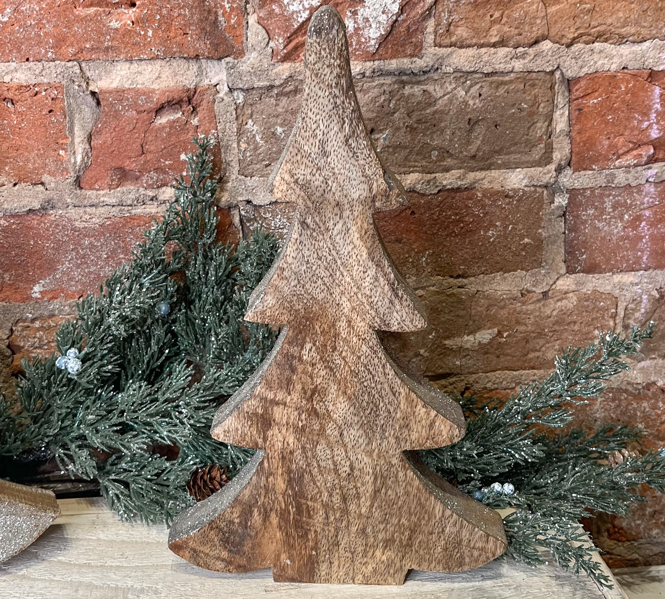 Wood/Gold Glitter Trees