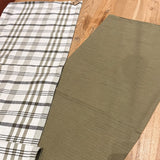 Two Sided Stonewash Black/White/Green Plaid Runner 108x14”