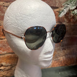 Blue Gem Metal Round Unisex Sunglasses