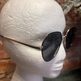 Blue Gem Metal Round Unisex Sunglasses