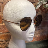 Blue Gem Metal Round Unisex Sunglasses