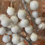 White Glitter Berry Pick 15”