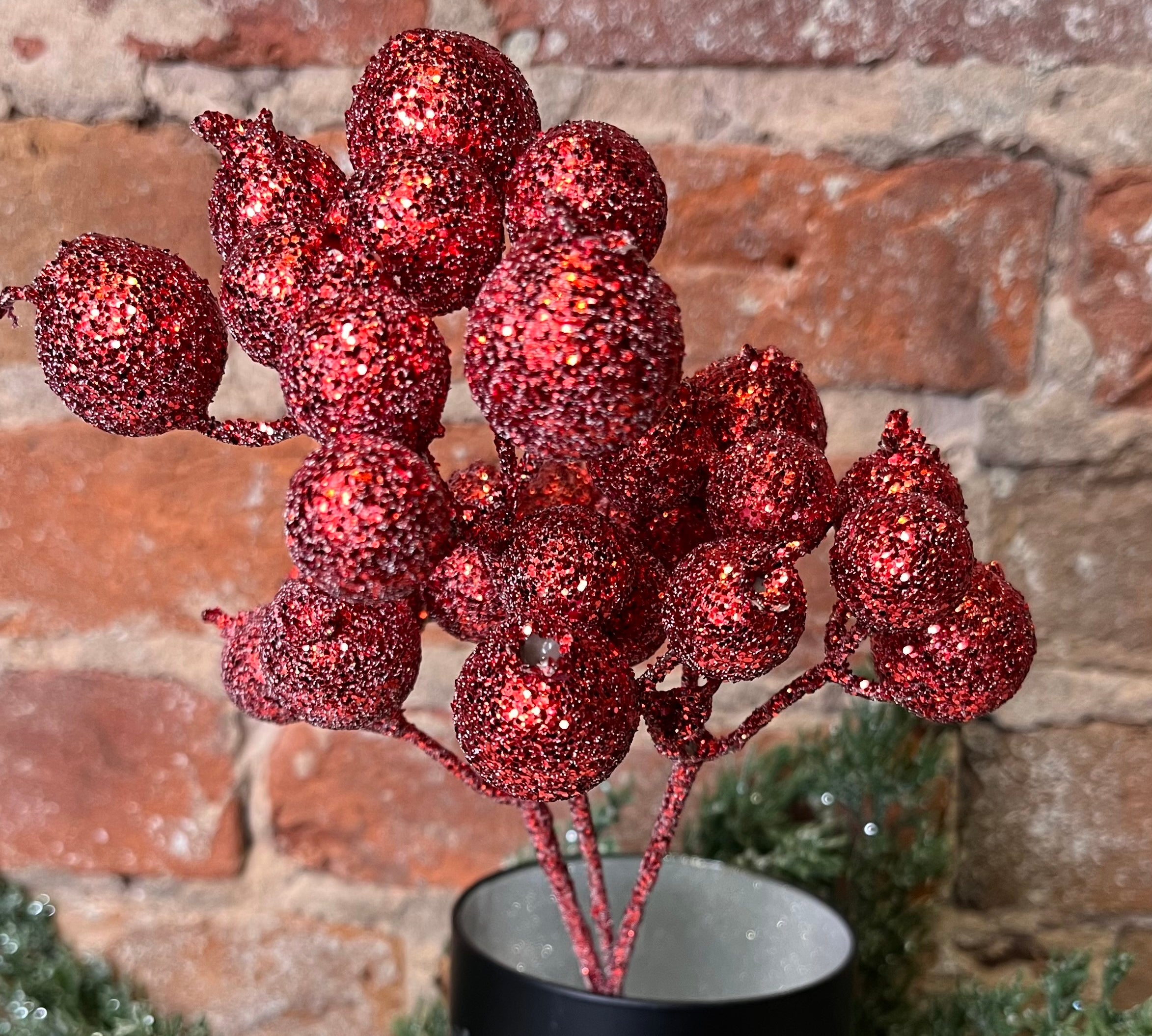 Glittery Clustered Berries Pick 13”