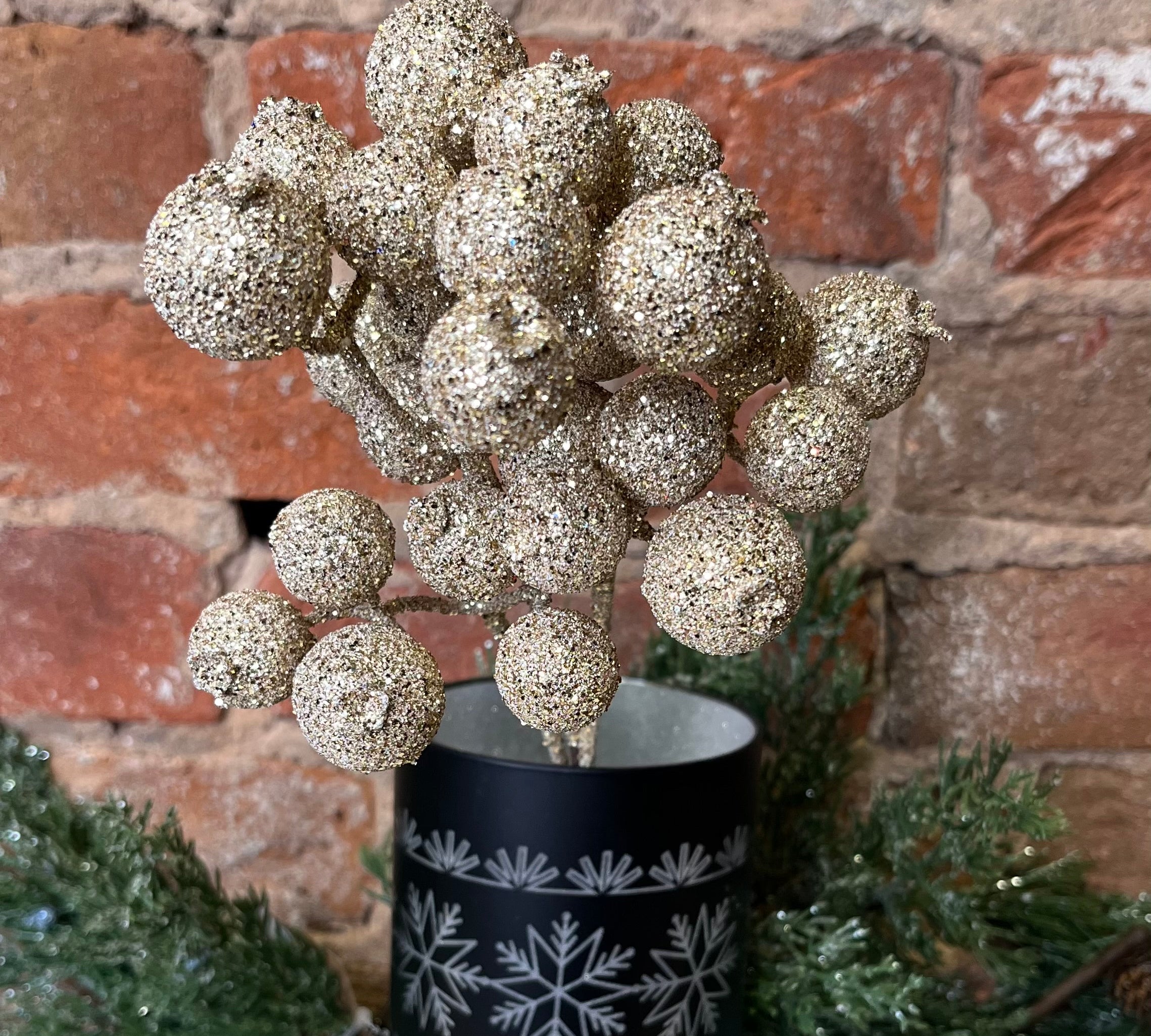 Glittery Clustered Berries Pick 13”