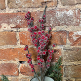 Crystal Iced Red Beaded Berry Pick 12”