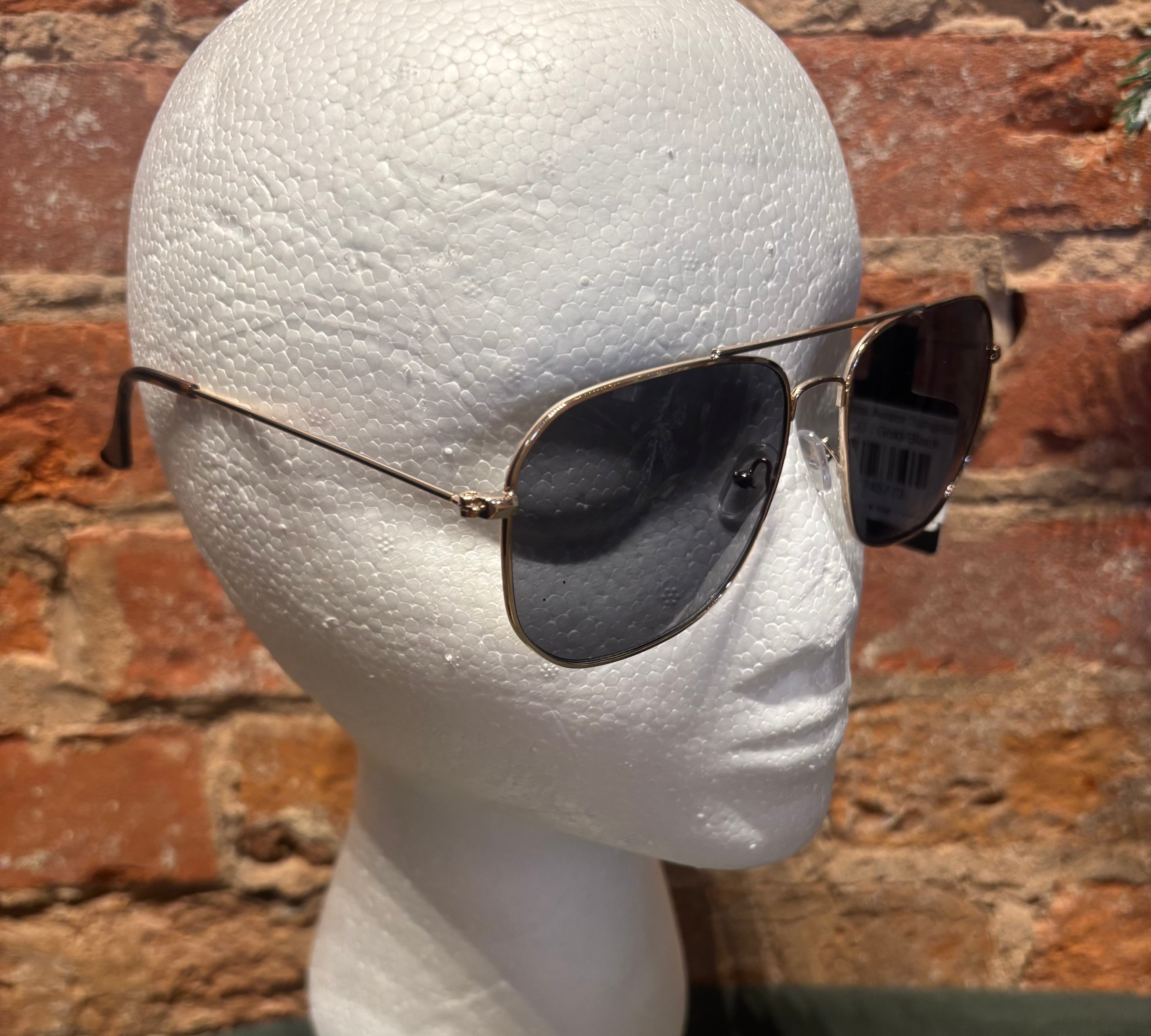 Blue Gem Square Metal Aviator Sunglasses