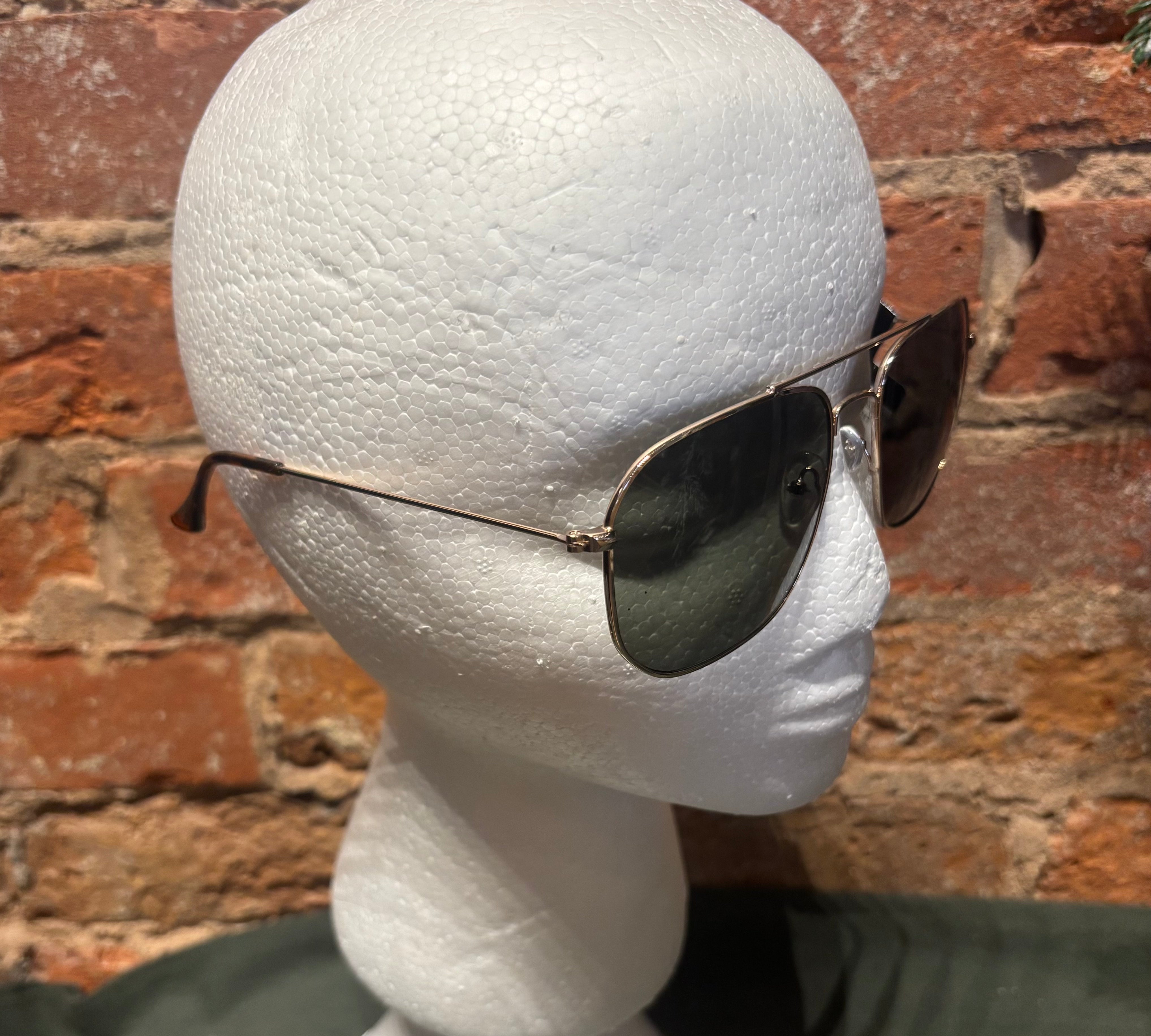 Blue Gem Square Metal Aviator Sunglasses