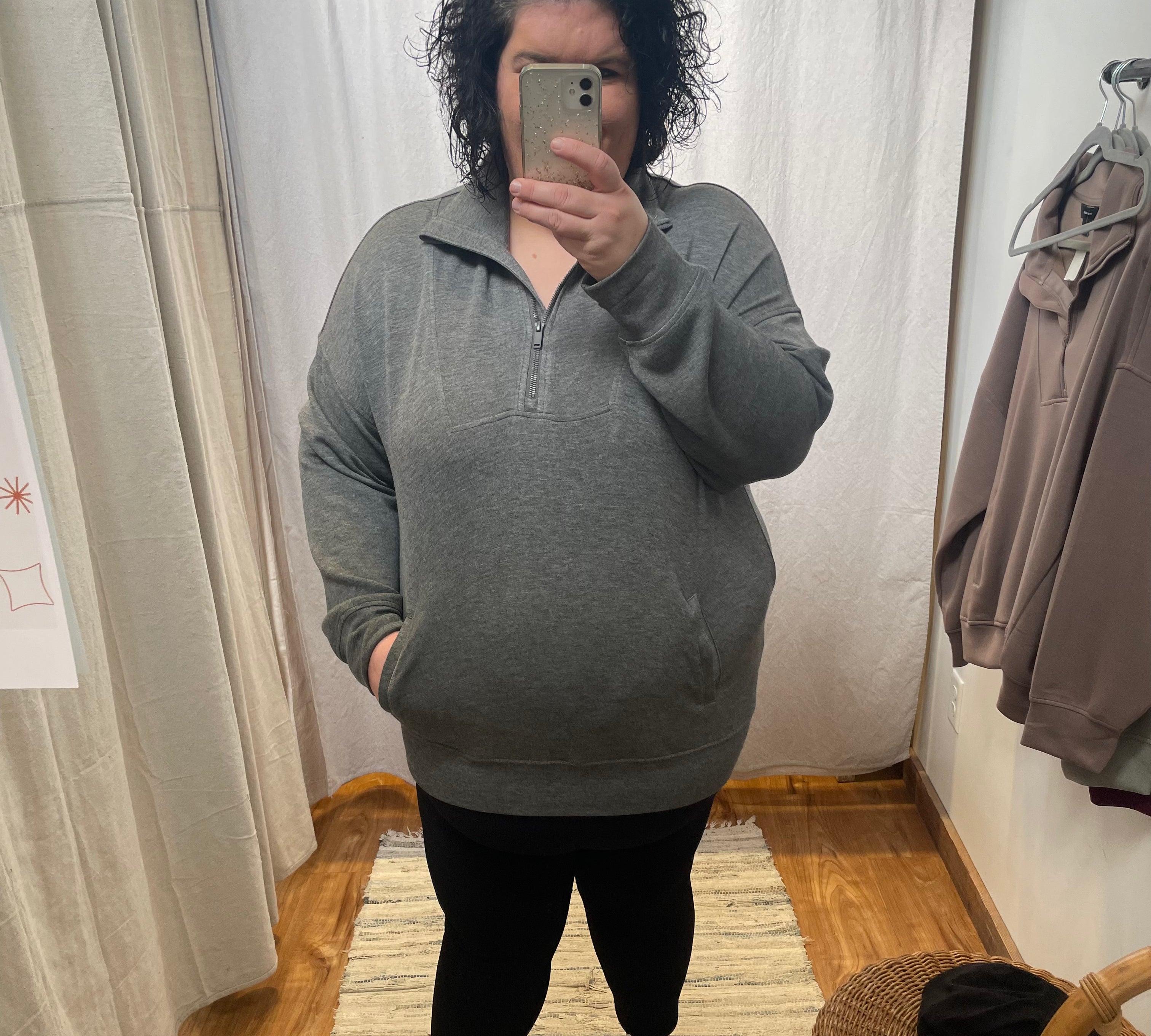 Plus Modal Poly Quarter Zip Funnel Neck Pullover