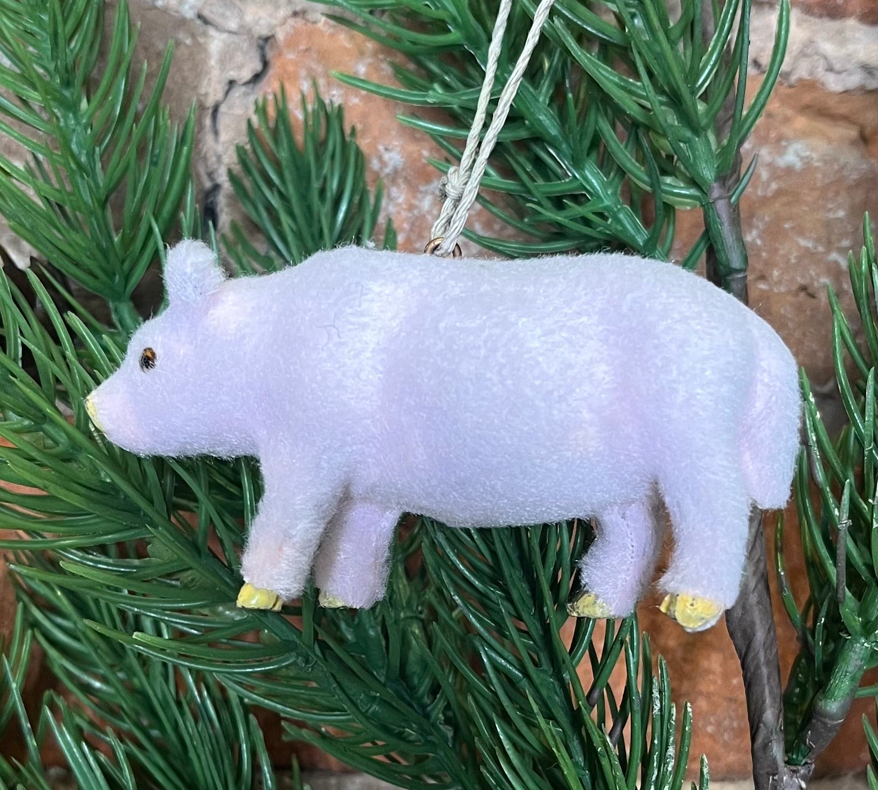 Pink Faux Fur Pig Orn