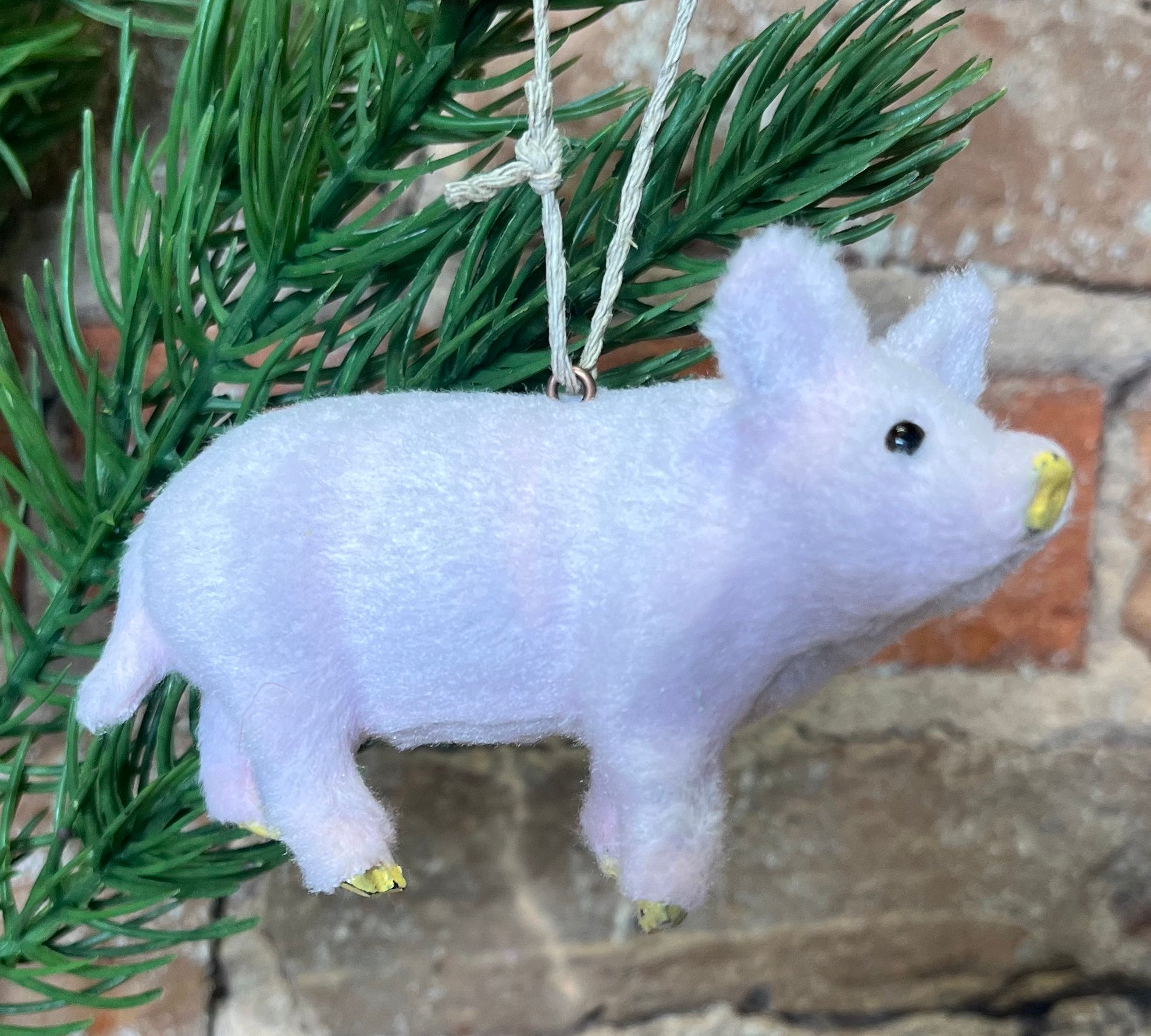 Pink Faux Fur Pig Orn