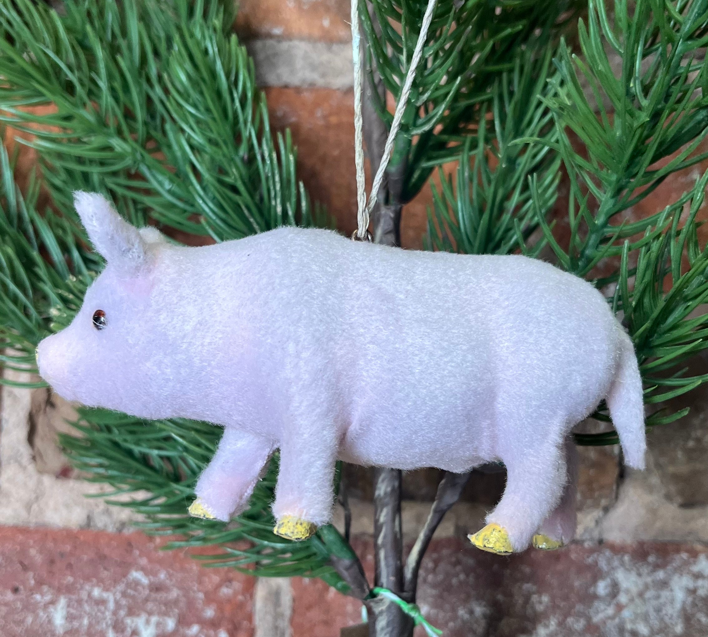 Pink Faux Fur Pig Orn