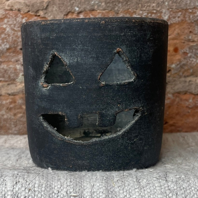Black Clay Jack O Lantern 4"