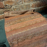 Rust Tones Woven Slub Stripe Table Runner w/ Frayed Edges 72”