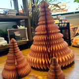 Pink Paper Honeycomb Trees w/ Glitter Edge Set of 3
