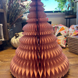 Pink Paper Honeycomb Trees w/ Glitter Edge Set of 3