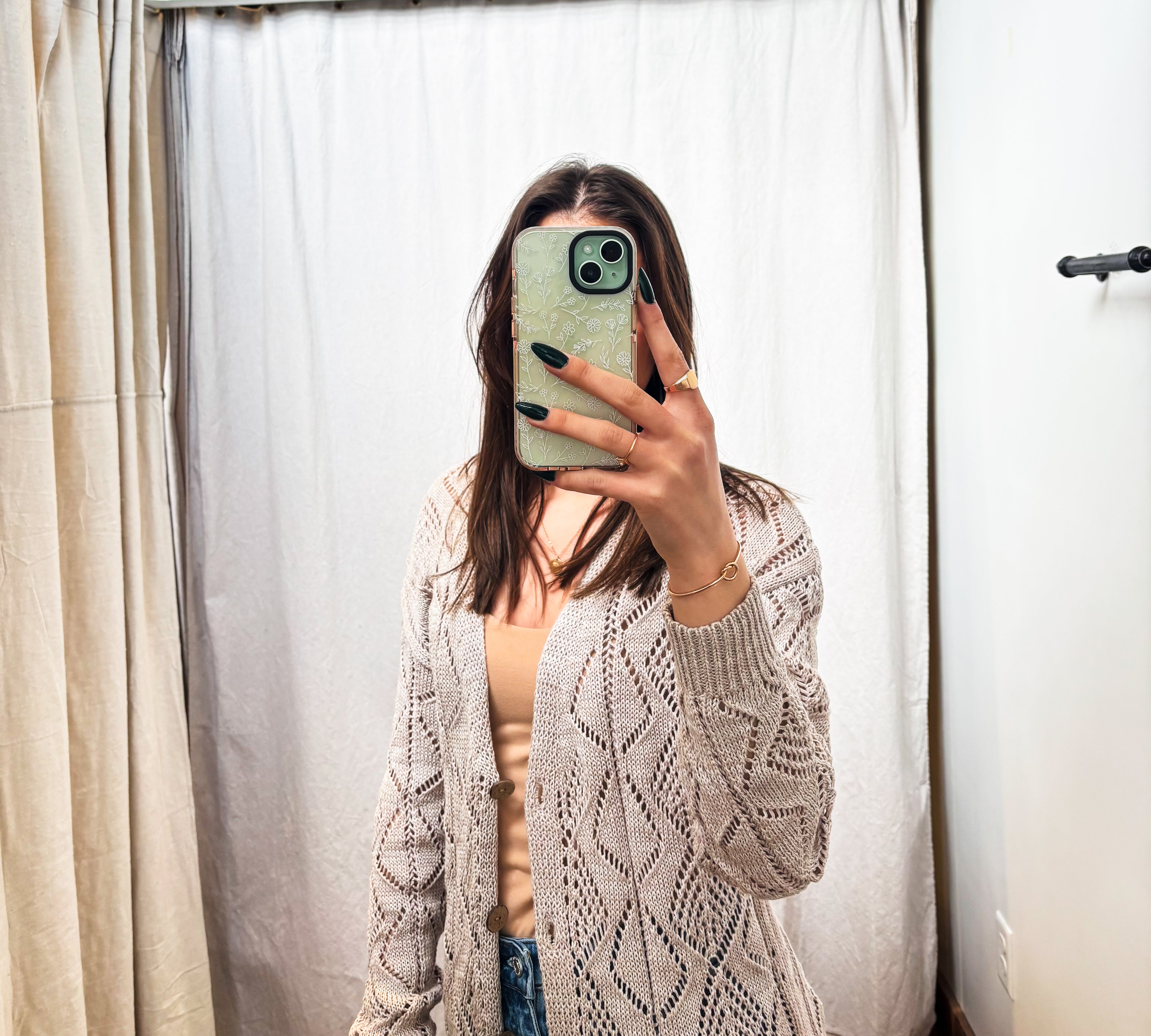 Khaki Open Knit Cardigan