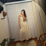 Lace Tiered Overall Maxi Dress