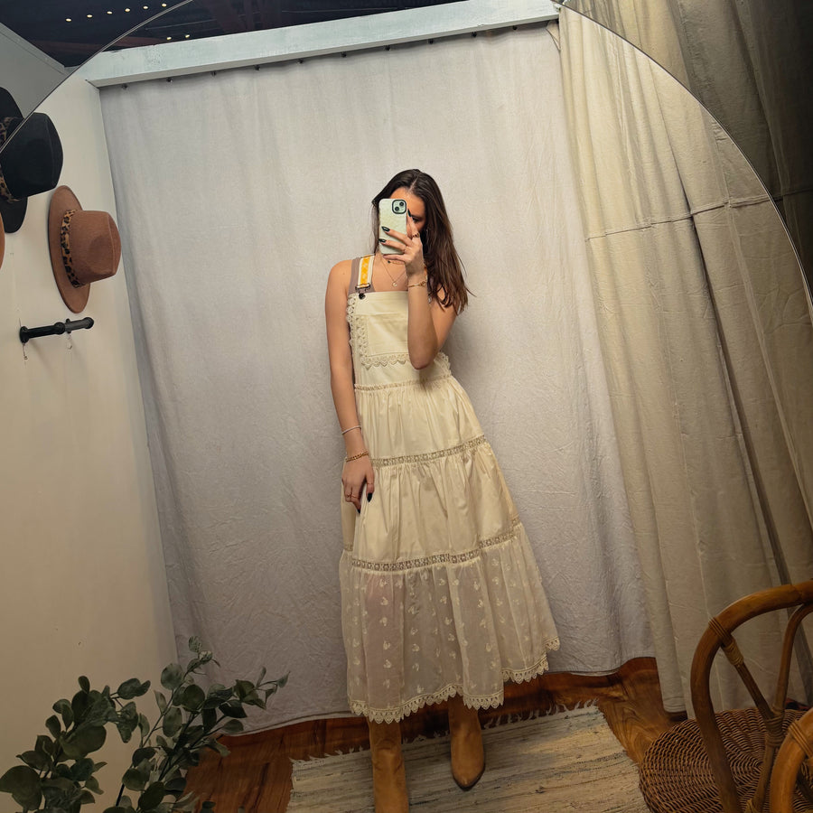 Lace Tiered Overall Maxi Dress